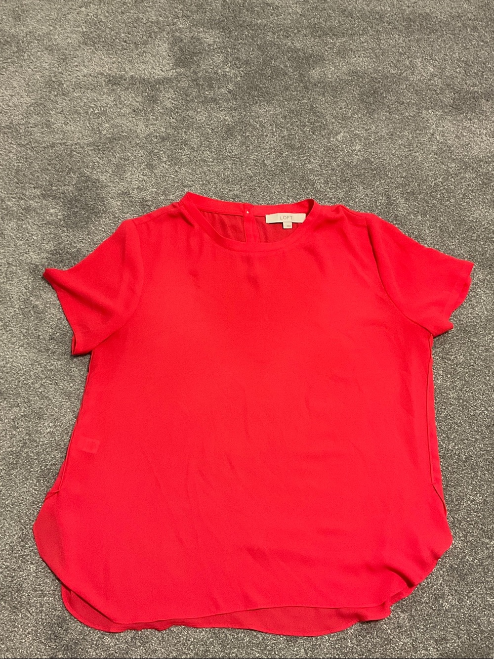 LOFT Bright Pink Short Sleeve Crewneck Blouse